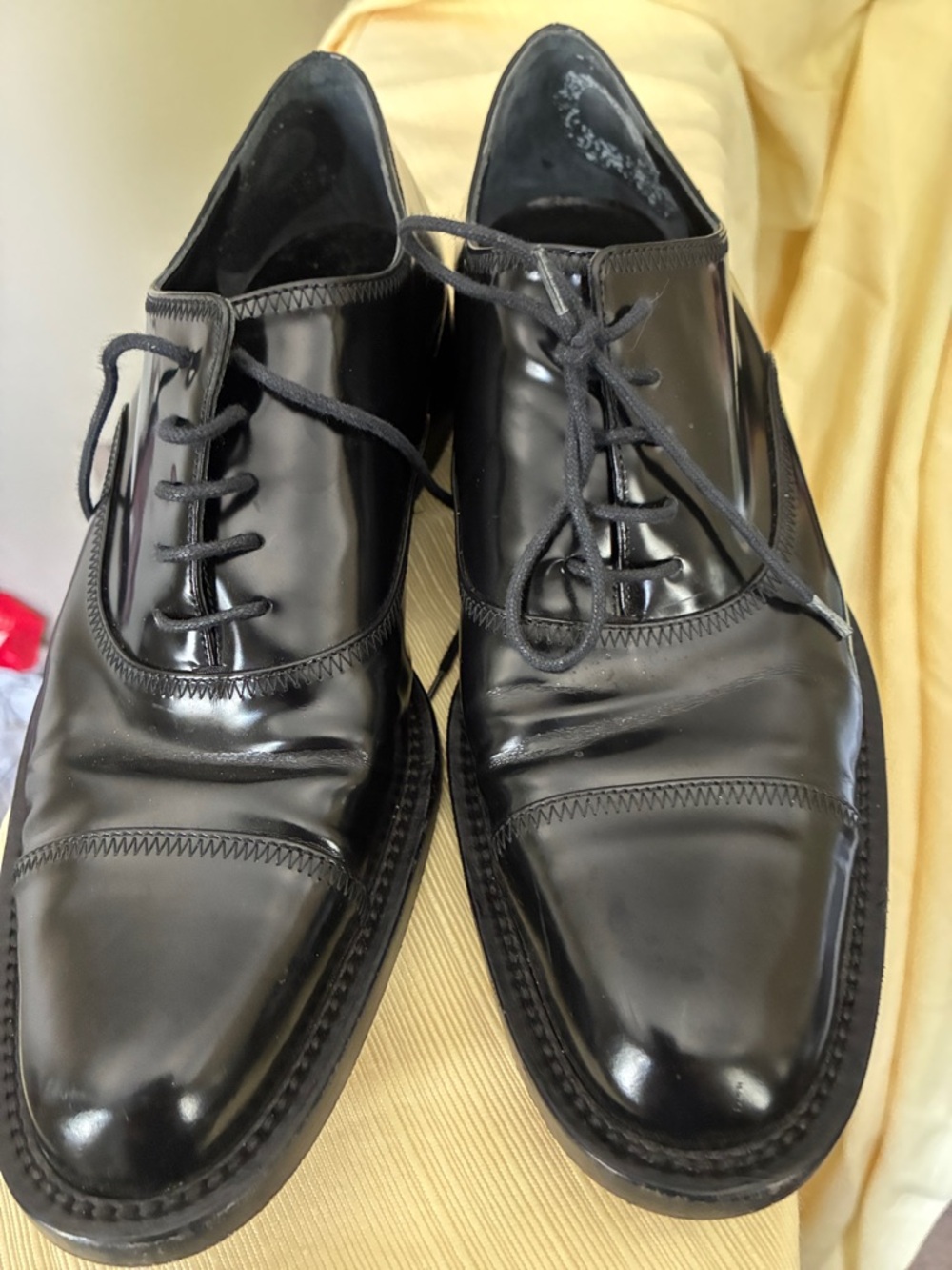 Prada Black Patent Leather Lace-Up Loafers - Picture 5 of 6